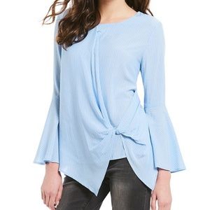 Gibson Latimer Blue and White Stripe Blouse, M